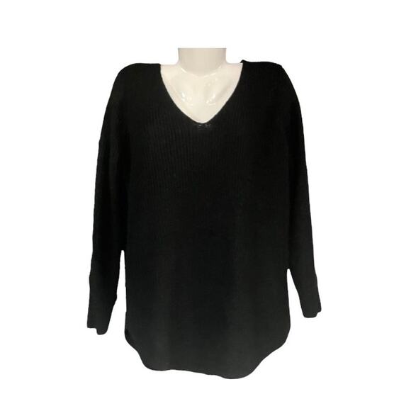 Faded Glory Sweaters - Faded Glory Women's Black V-Neck Ribbed Knit Pullover Sweater | Size L (12/14)